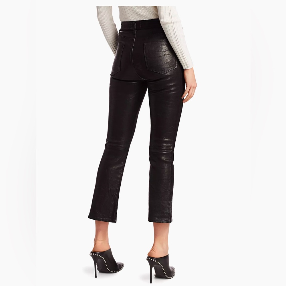 Frame Denim Shiny Black Leather Flare Pants